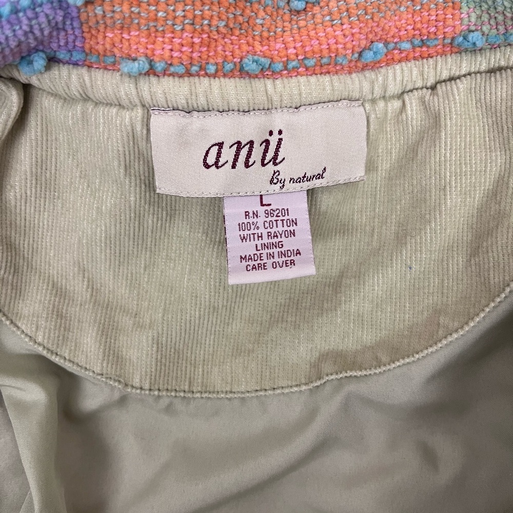 Anu by Natural Woven Chenille Embroidered Tweed Hippie Patchwork Boho Jacket - L - Picture 3 of 6